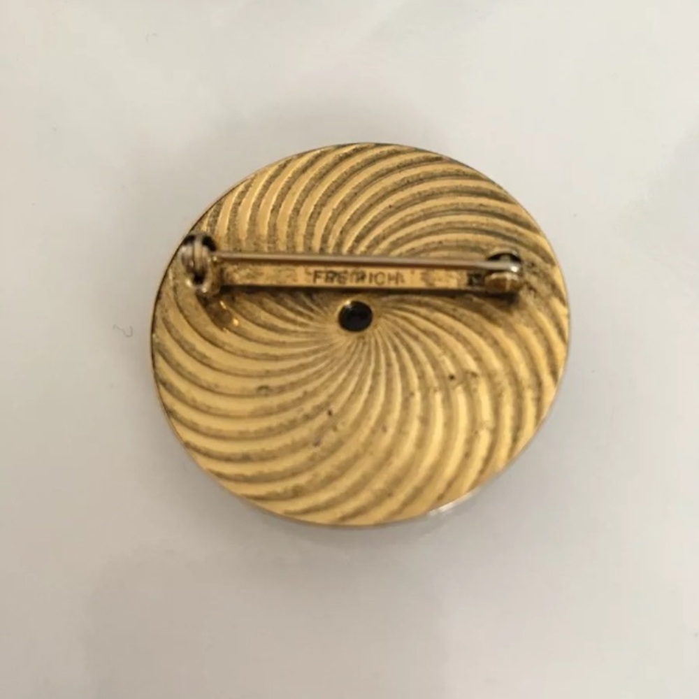 Freirich Gold Tone RootBeer Brown Art Glass Brooch - Picture 4 of 6